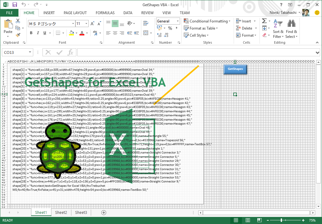 GetShapes for Excel VBA with output